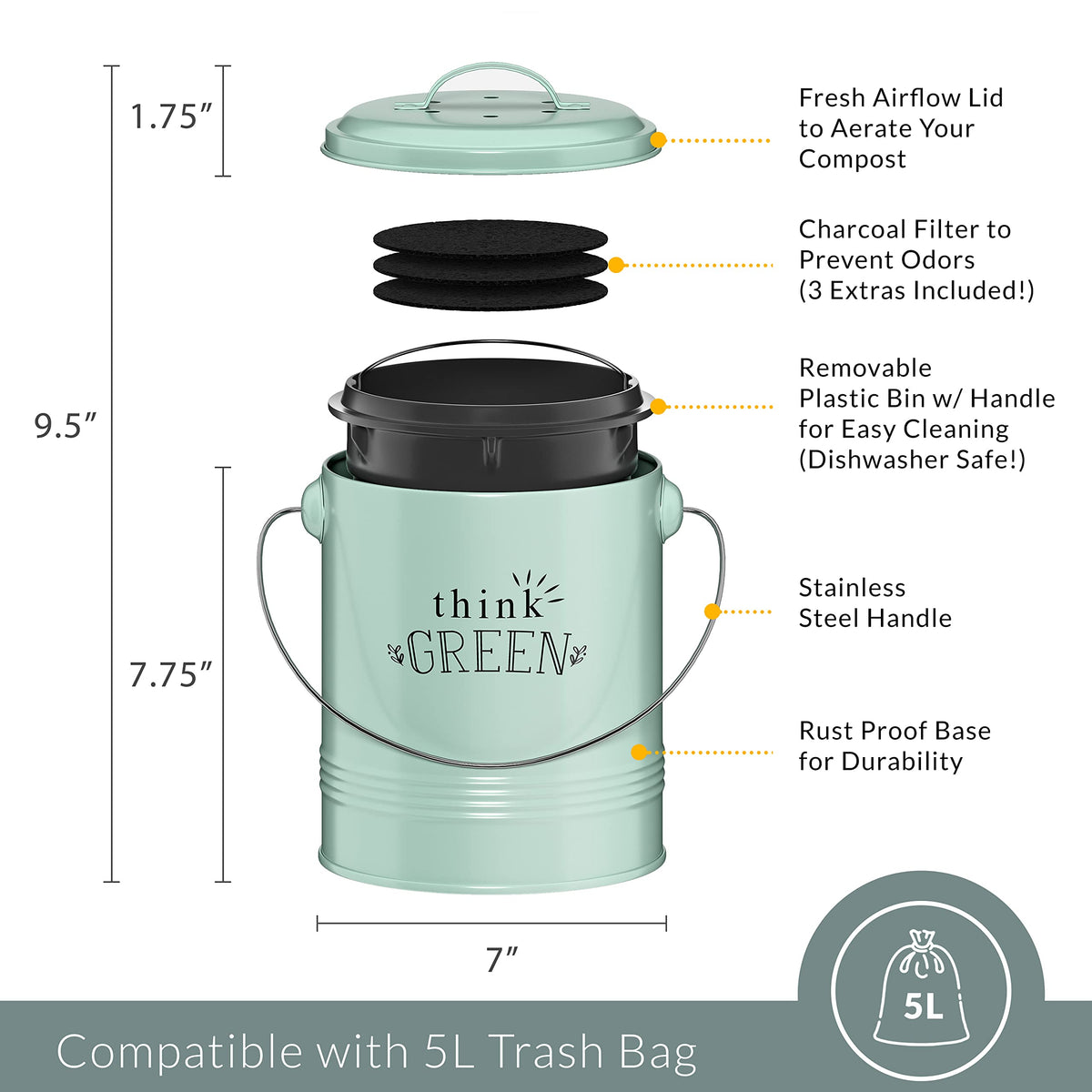 Barnyard Designs fresh airflow lid promotes aeration during composting.