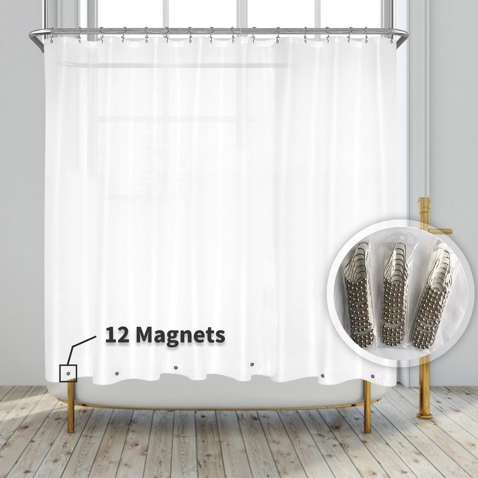 Barossa Design clawfoot tub curtain wrap-around keeps water contained and stylish.