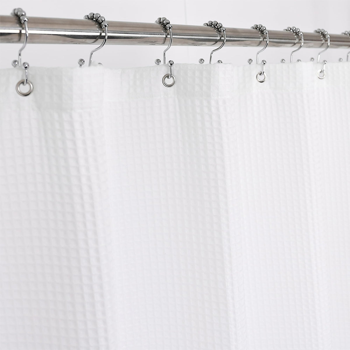Barossa Design cotton blend shower curtain with honeycomb waffle weave adds spa-like luxury.