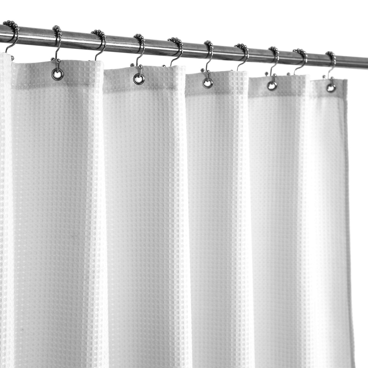 Barossa Design extra-long shower curtain with 84-inch height in white waffle weave, spa-inspired look