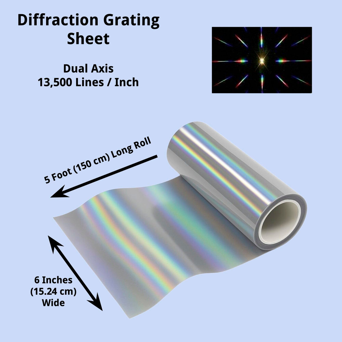 Bartovation diffraction grating close-up shows fine line spacing for detailed spectral separation.