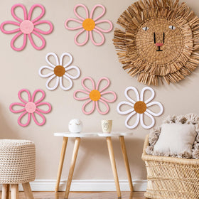 Barydat boho daisy wall decor, woven macrame style for cozy spaces.