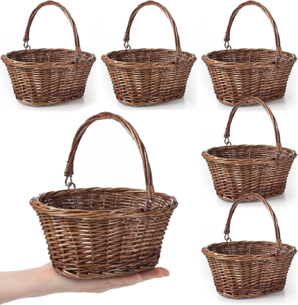 Barydat small wicker basket with handle for wedding flowers and graceful aisle moments.