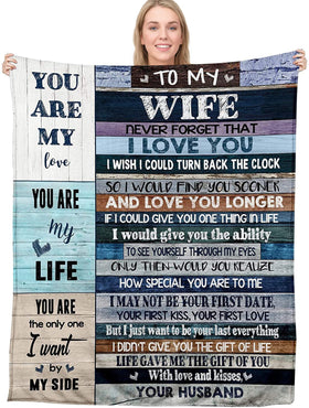 BASAO anniversary blanket showing romantic message for wife as a memorable gift idea