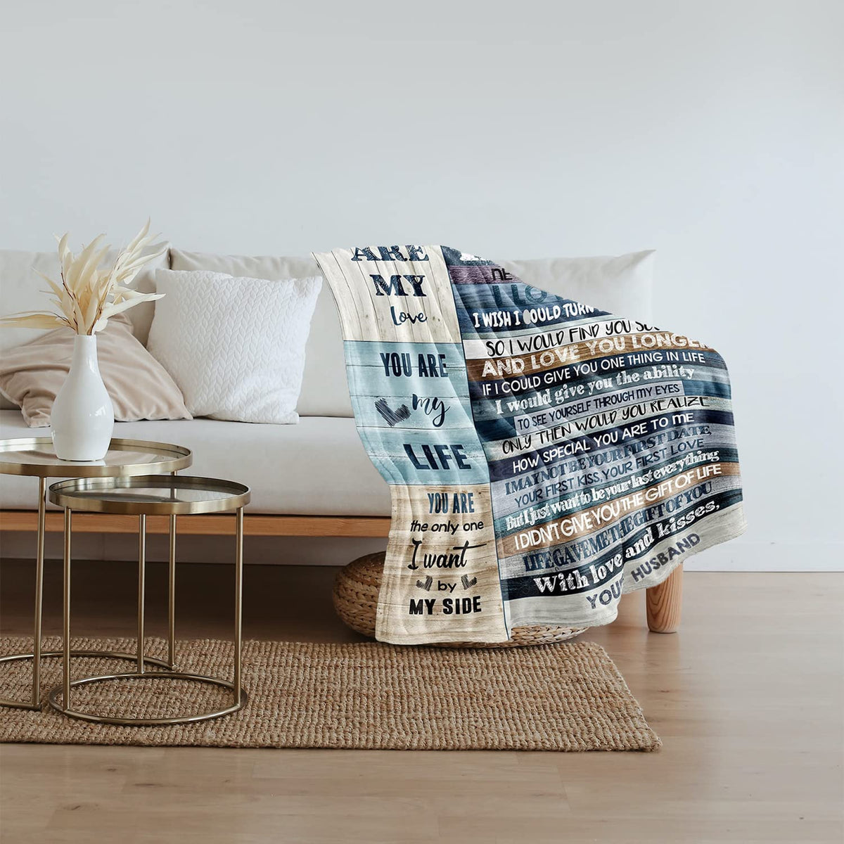Basao cozy throw on sofa enhances living room ambiance and warmth
