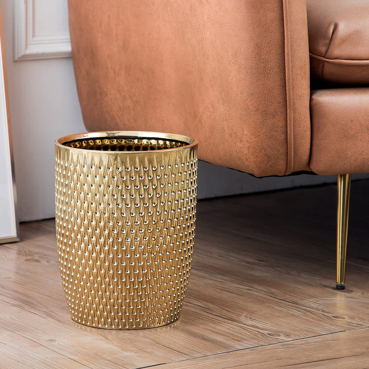BASDHE compact-design trash can fits narrow bathroom cabinets and under-sink spaces.