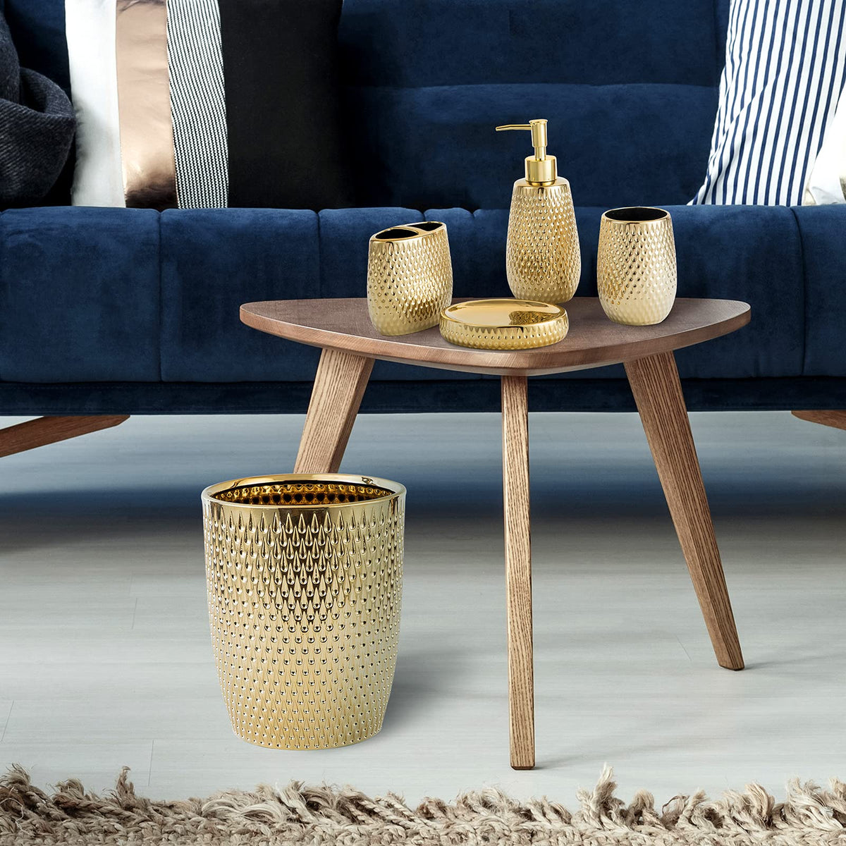BASDHE home-office decorative waste bin enhances desks and study areas.