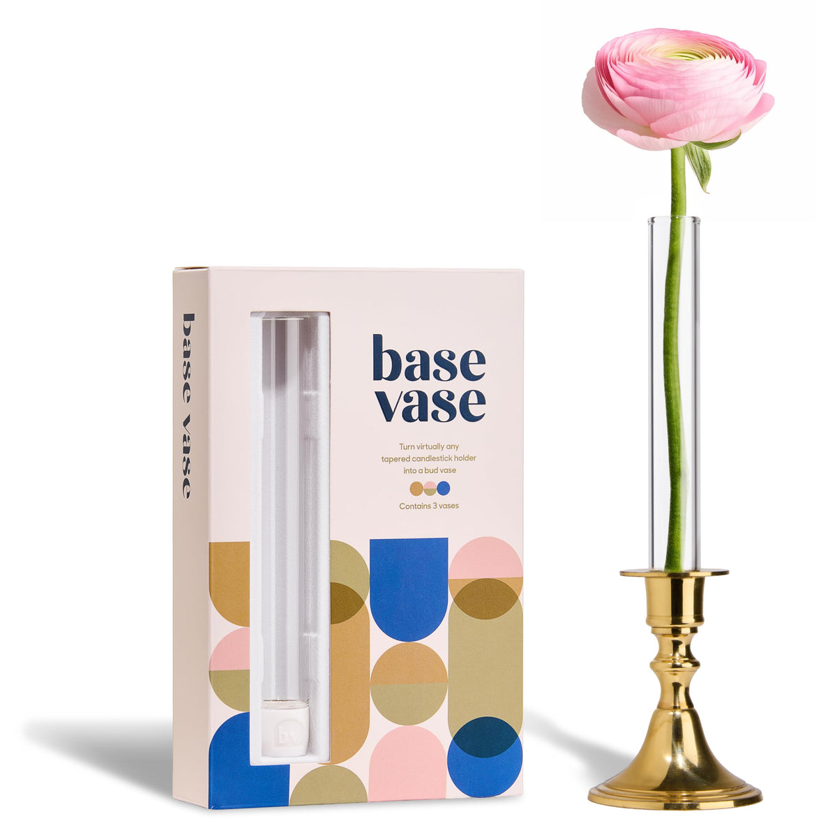 Base Vase 3-pack with bud vases arranged on a table for elegant tablescapes