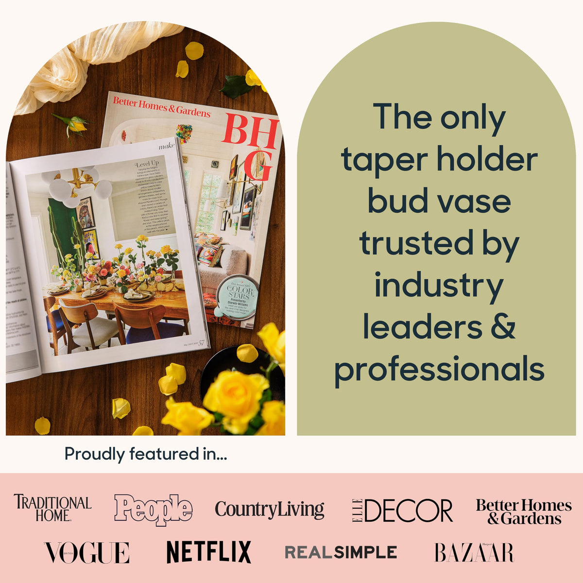 Base Vase ideal for weddings and events seeking candle-free elegance