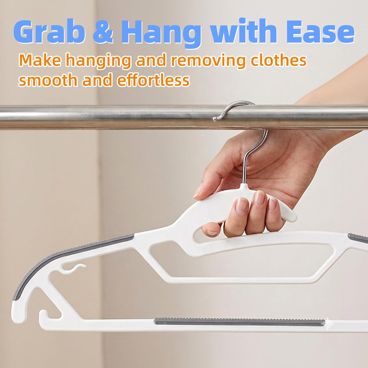 Baseca hangers feature a comfortable grip top for easy handling.