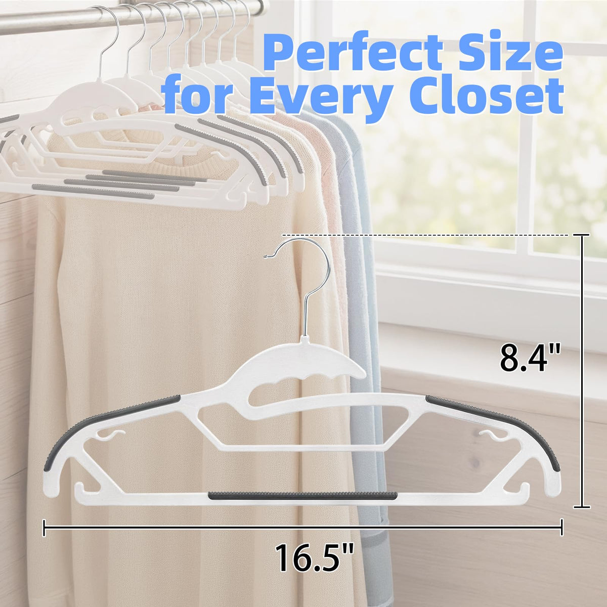 Baseca ultra-thin hanger with 0-2 inch profile saves closet space.
