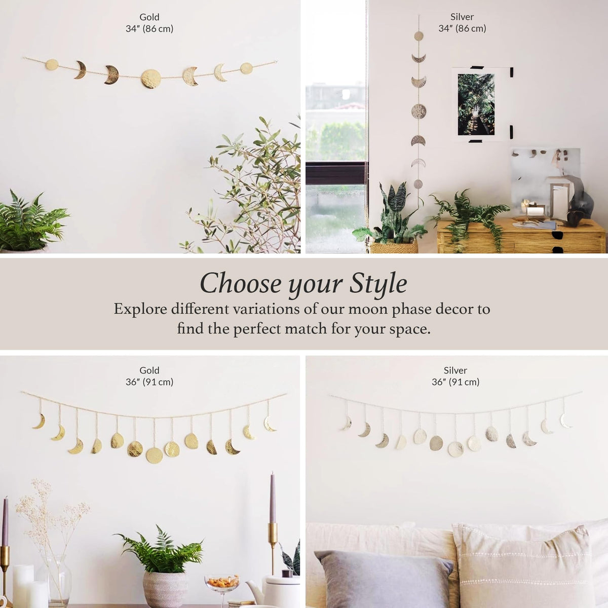 Base Roots Bedroom decor moon phase piece above the bed adds ambiance.