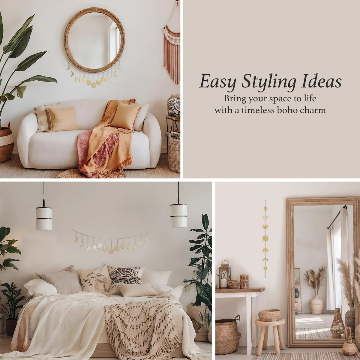 Base Roots Boho wall art combines celestial theme with contemporary styling.