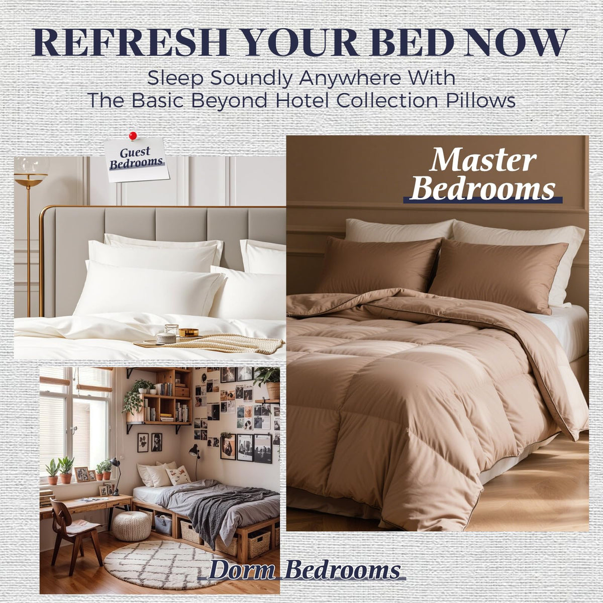 Open packaging reveals ready-to-use four pillows from Basic Beyond Hotel Collection