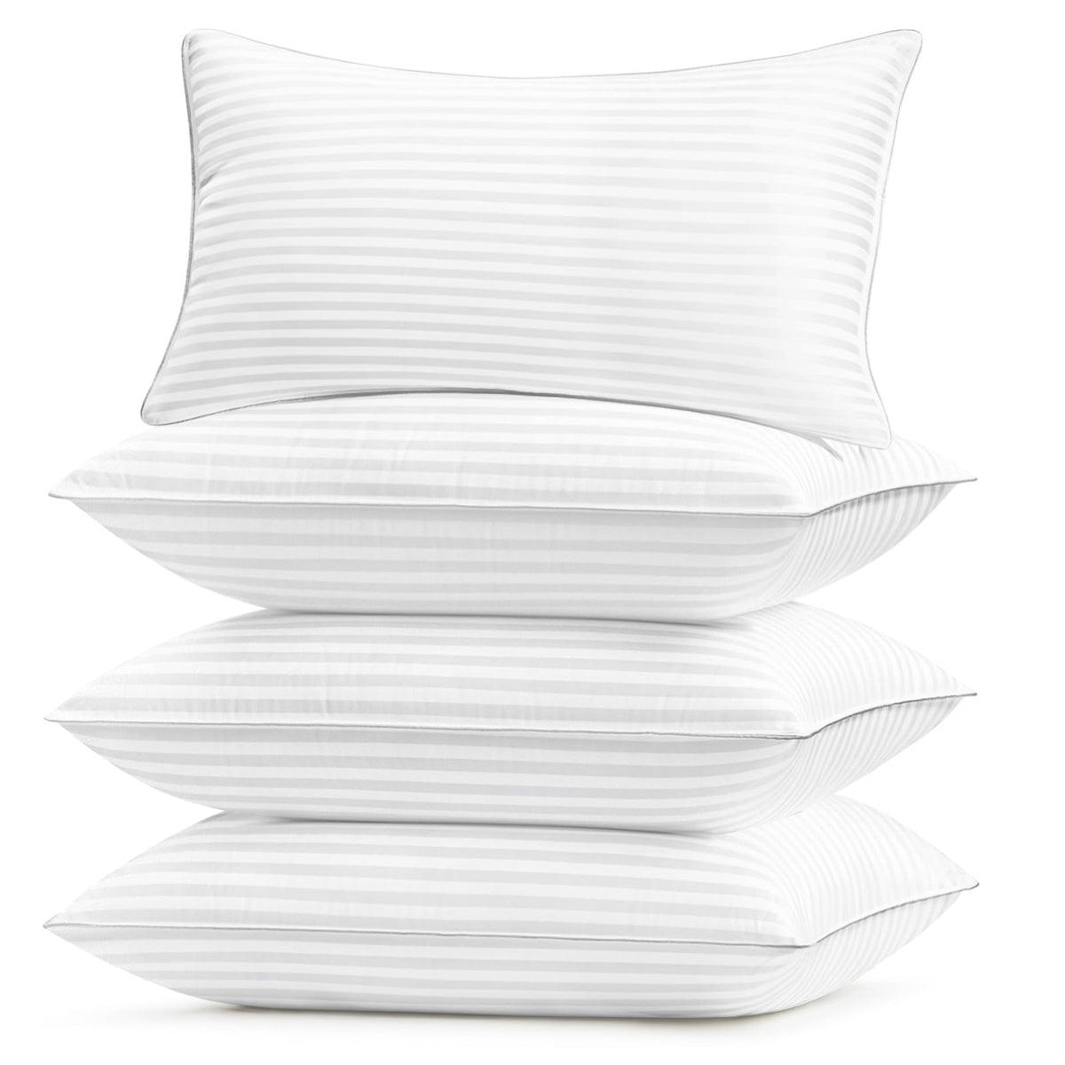 Basic Beyond Hotel Collection king pillow 4-pack top view showing crisp white fabric for hotel-like sleep
