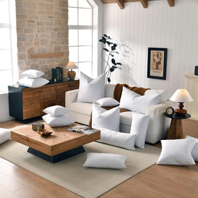 basic home hotel-style goose feather pillow insert side view highlights even elevation for comfort