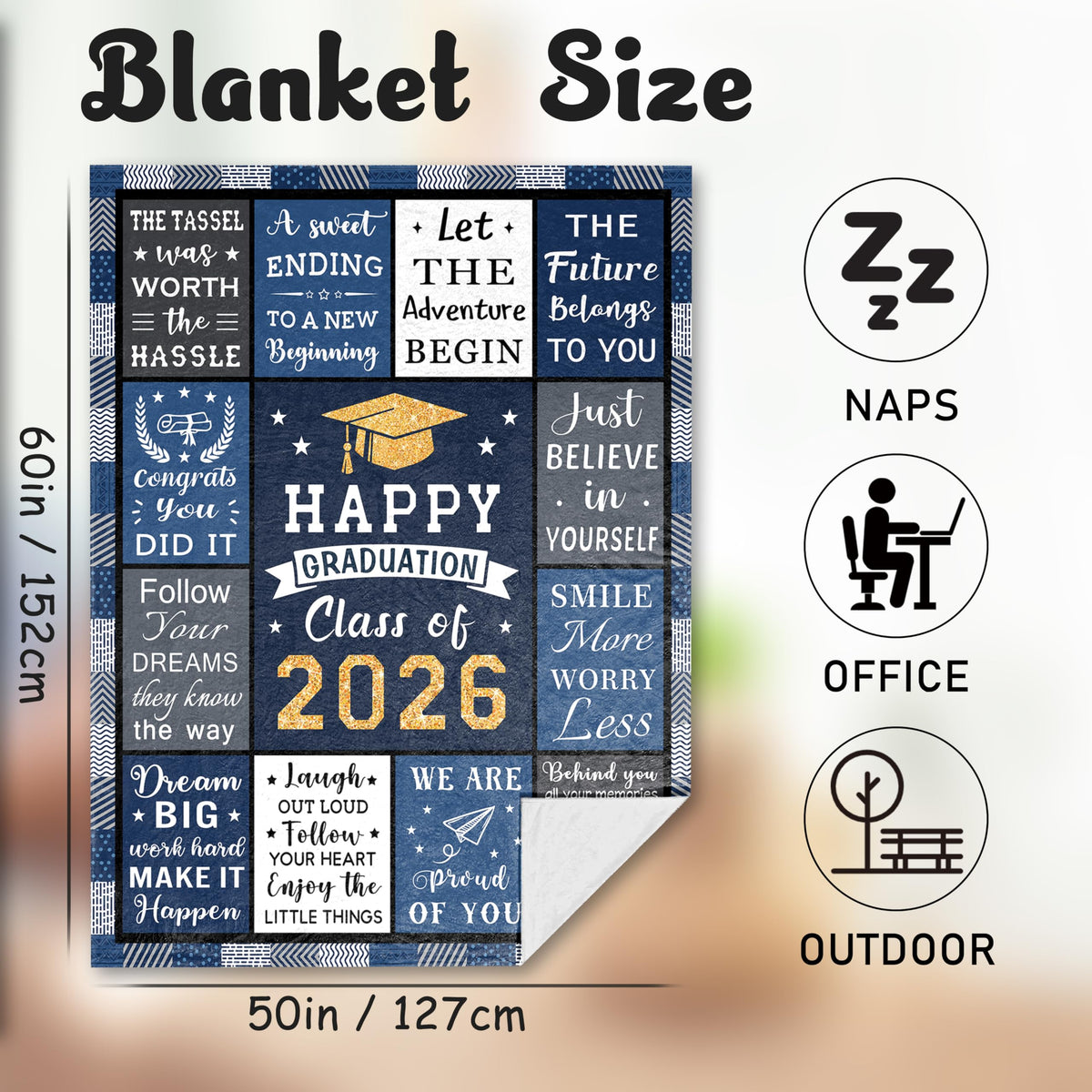 Basiole graduation blanket soft and fluffy texture enhances cozy moments.