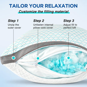 Baskbed shredded memory foam fill provides adjustable loft and support
