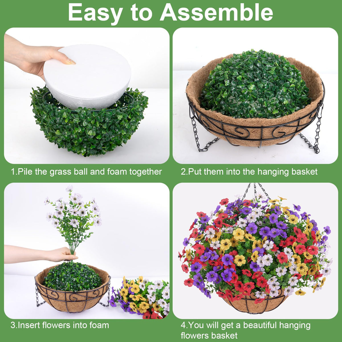 DIY assembly with Bassion basket showing easy faux-flower insertion.