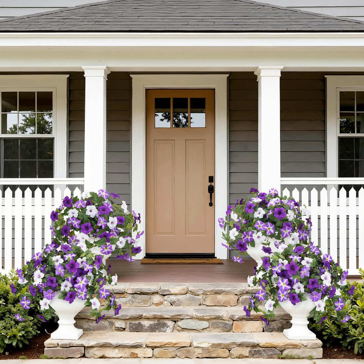 Bassion window box outdoor flowers create instant curb appeal.