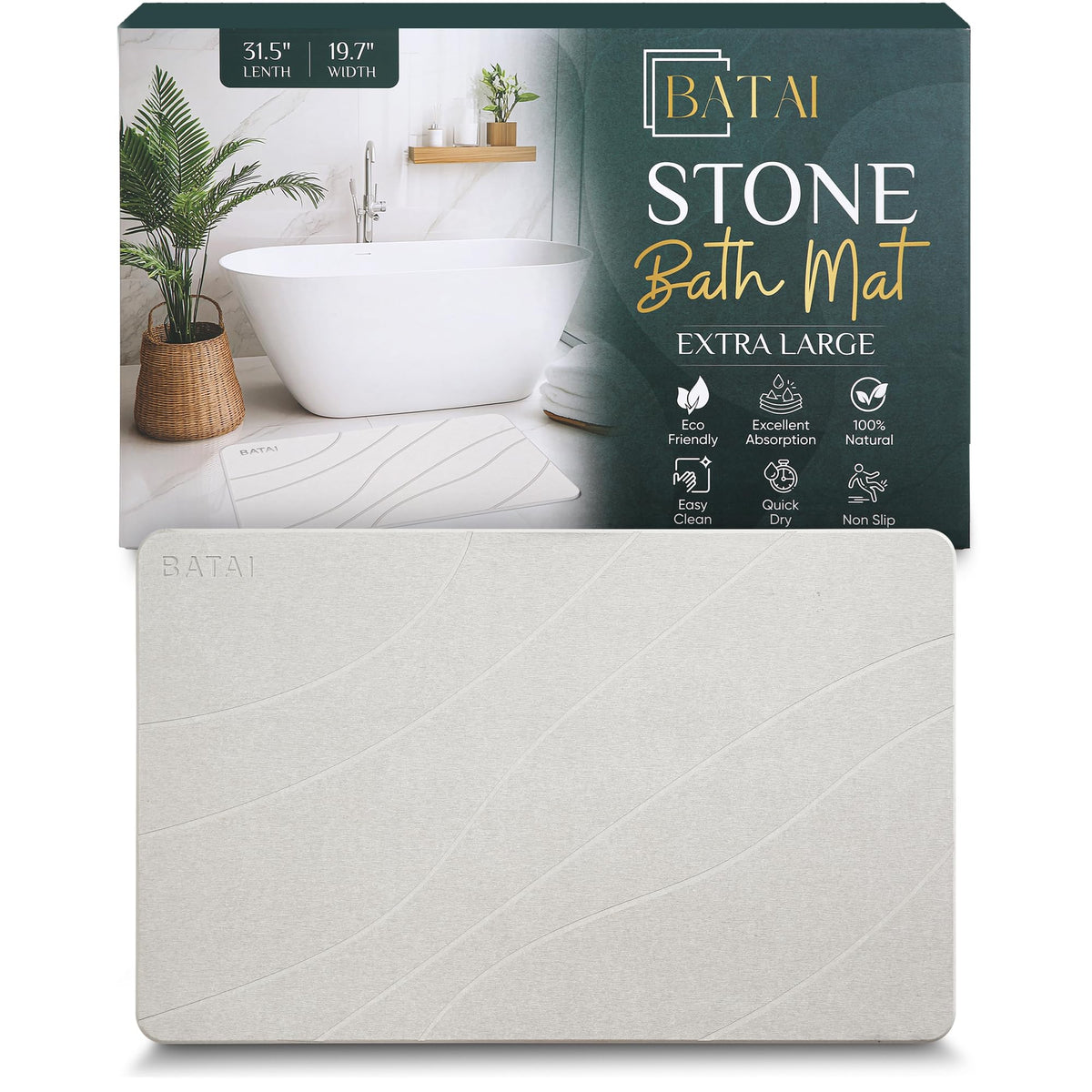 Batai stone bath mat durable diatomite suitable for daily use