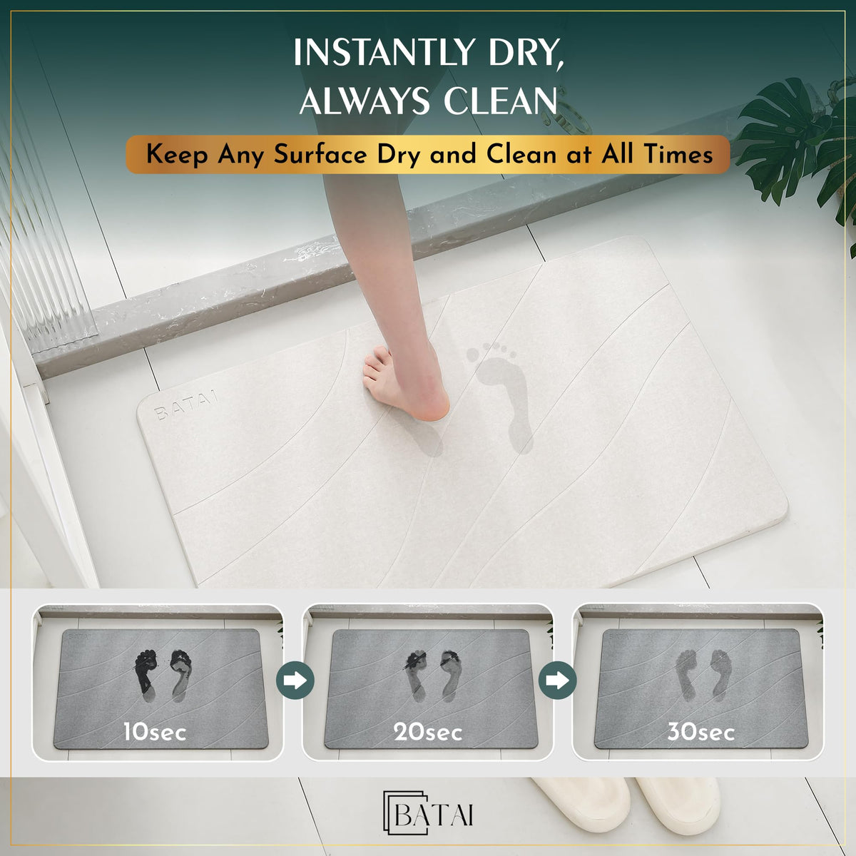 Batai non-slip pad on floor demonstrating mat stability on tile surfaces