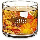 Bath & Body Works Leaves 3-wick candle highlighting autumn ambiance with apple and spice aroma.