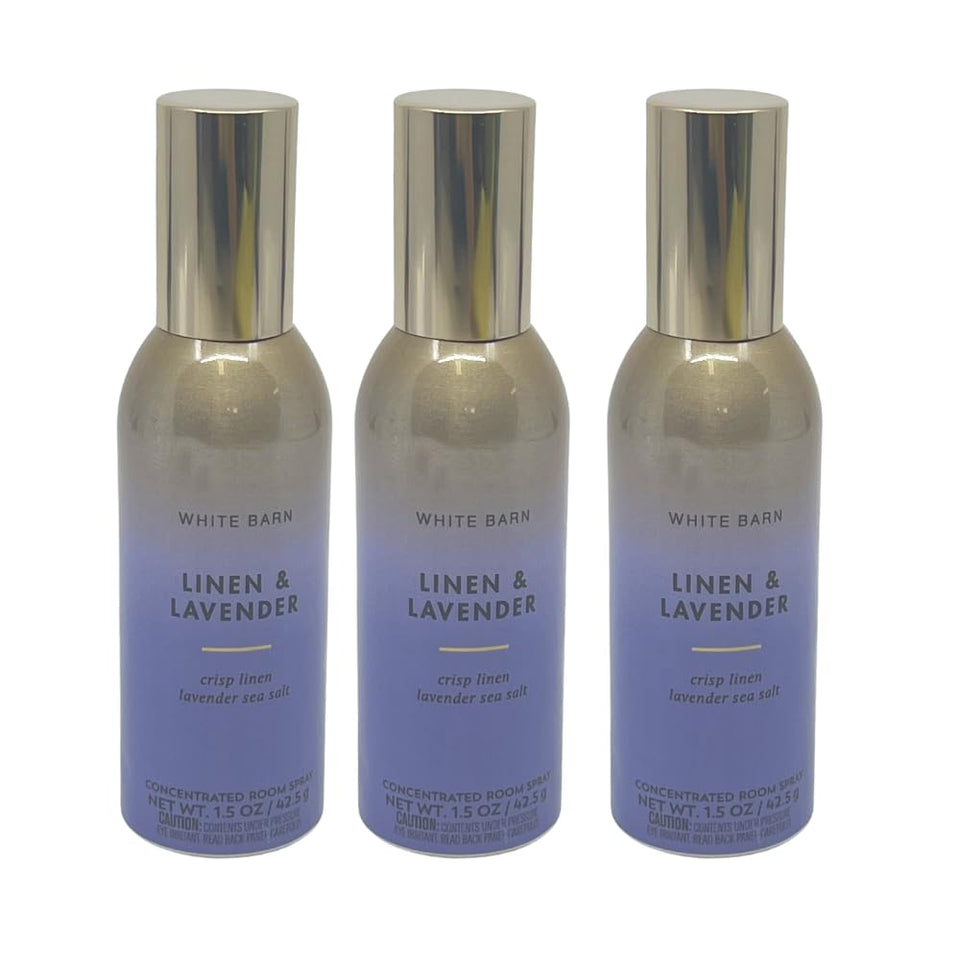 Bath and Body Works Linen Lavender room spray bottle close-up for instant room refresh