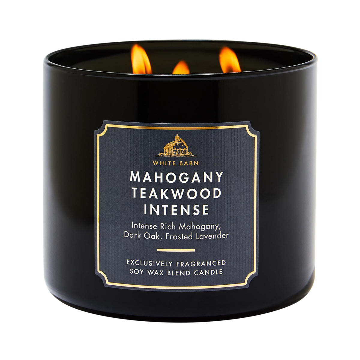 Bath & Body Works Mahogany Teakwood Intense 3-Wick Candle jar fills a space with warm scent