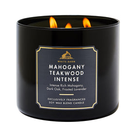 Bath & Body Works Mahogany Teakwood Intense 3-Wick Candle jar fills a space with warm scent