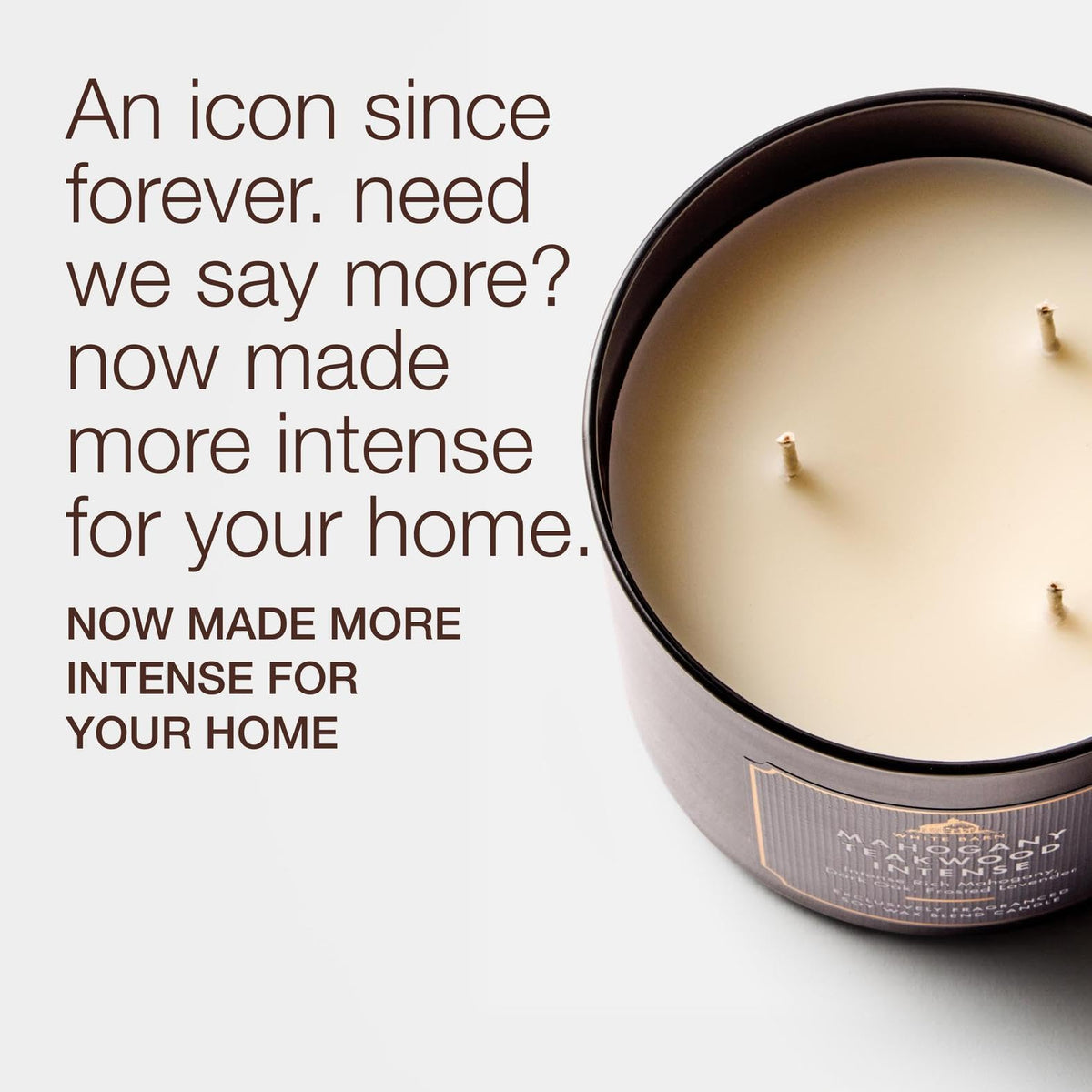 Strong fragrance throw from Mahogany Teakwood Intense 3-Wick Candle filling a room