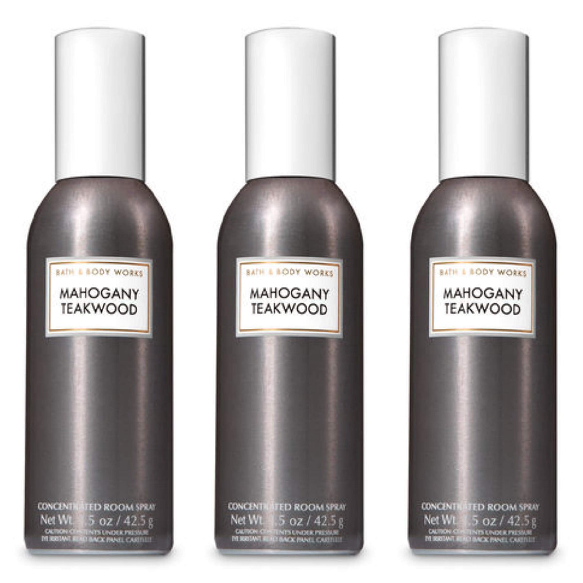 Bath & Body Works Mahogany Teakwood room spray three-pack freshens spaces for hours.