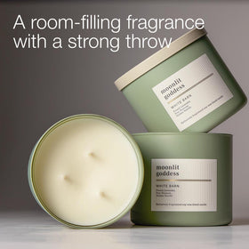 Bath & Body Works Moonlit Goddess glass close-up reveals rich soy wax blend and clean burn.