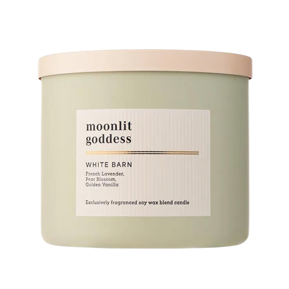 Bath & Body Works Moonlit Goddess candle jar with radiant floral scent for cozy rooms.