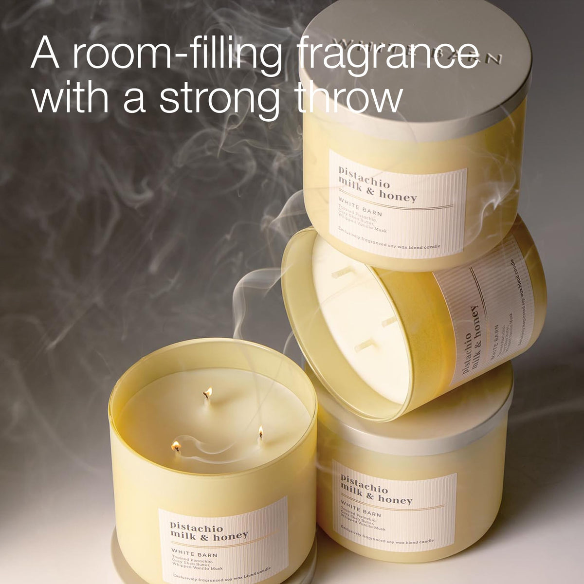 Elegant label detail on Bath & Body Works Pistachio Milk & Honey candle