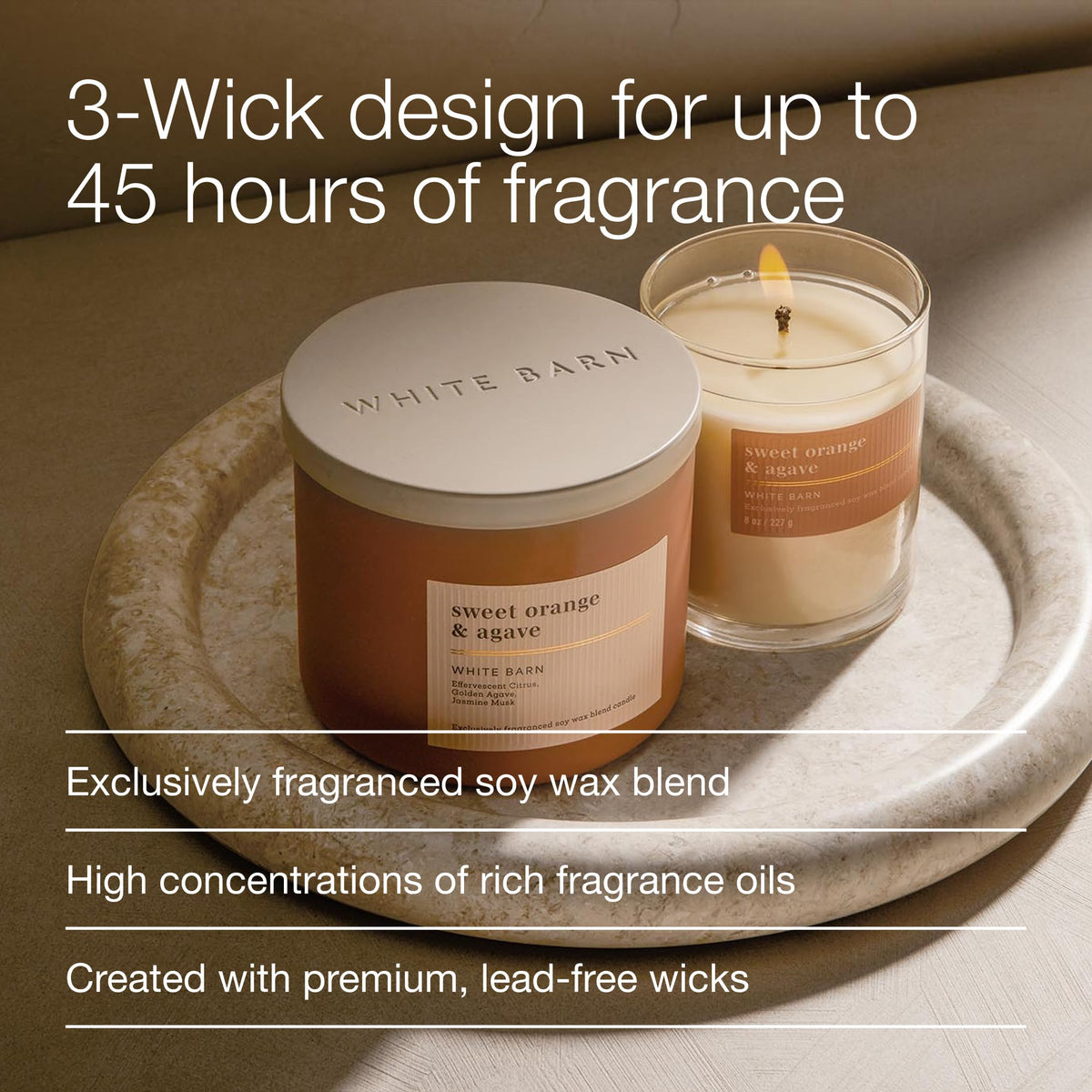 Bath & Body Works candle lit, vivid citrus and florals create inviting ambiance.
