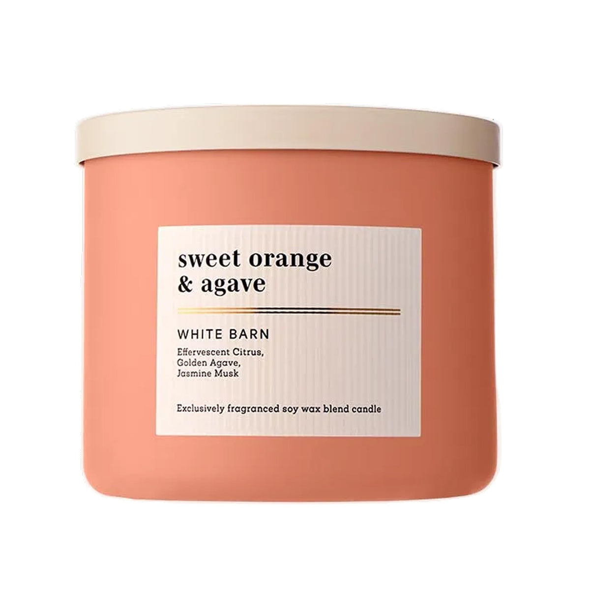 Bath & Body Works Sweet Orange & Agave candle front view, cozy living spaces.