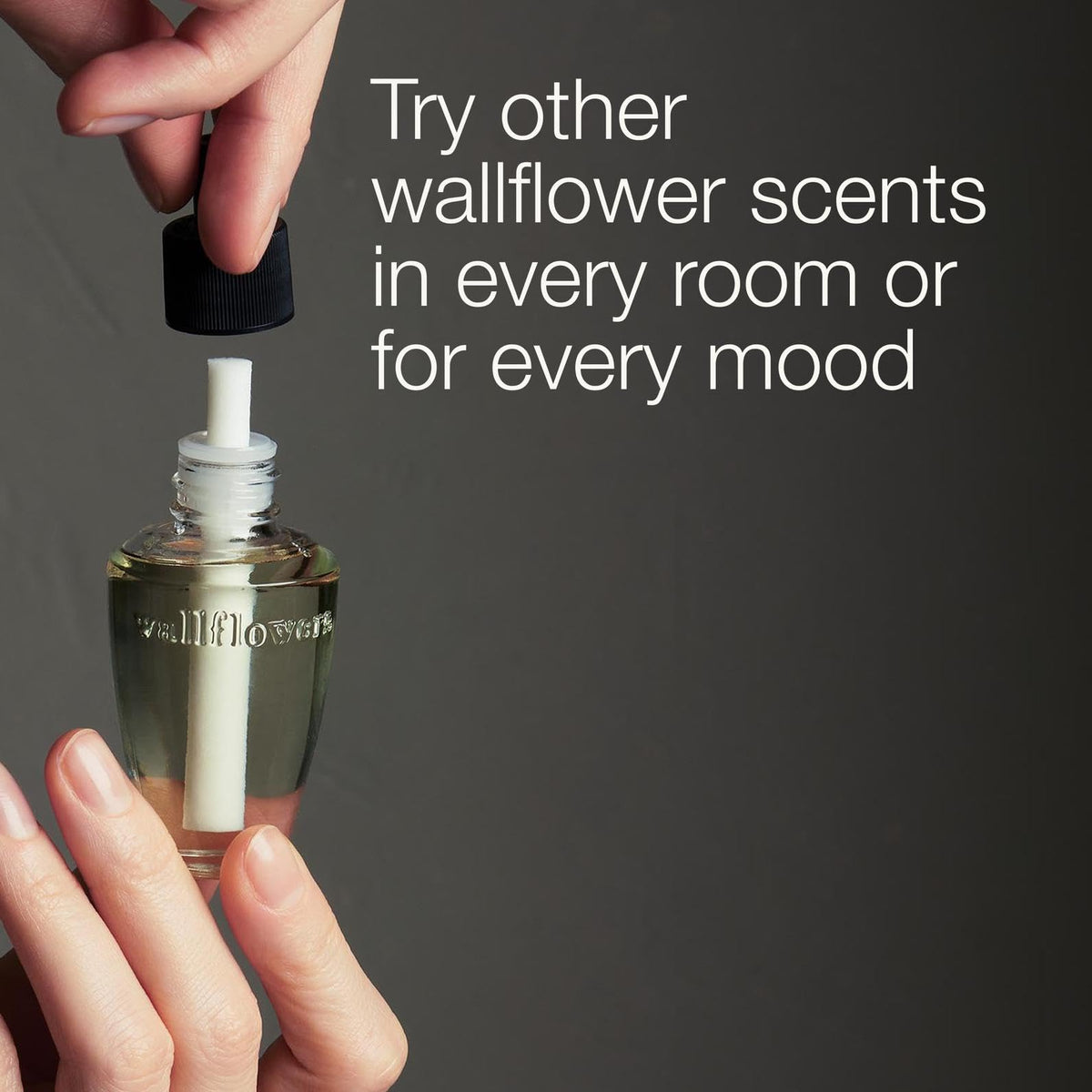 Bath & Body Works Wallflowers refill in bedroom promotes consistent scent.