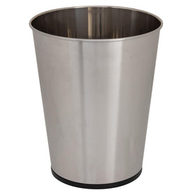 Bath Bliss stainless steel trash can with compact design for desks and bathrooms.