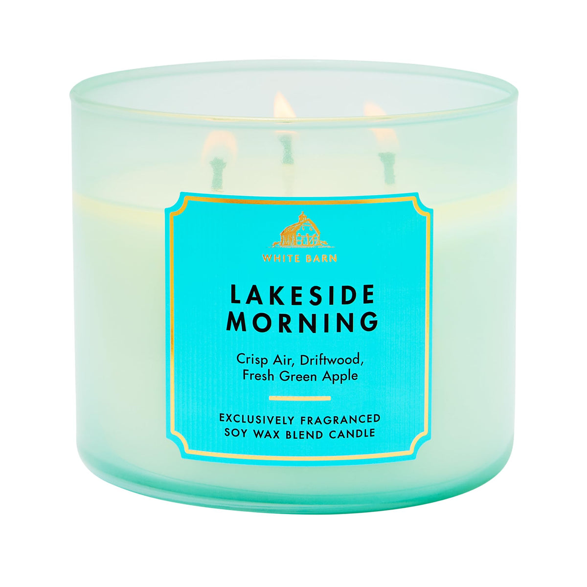 Bath & Body Works Lakeside Morning 3-Wick candle with jar and even burn.
