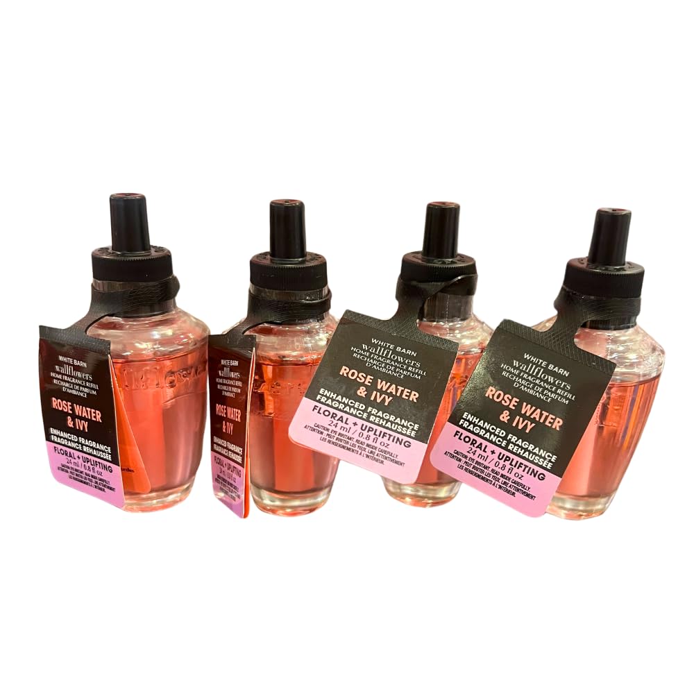Bath & Body Works Rose Water & Ivy refill back label shows 4-pack value.