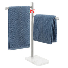BathAce hand towel holder with F‑shape and marble base for stable countertop use.