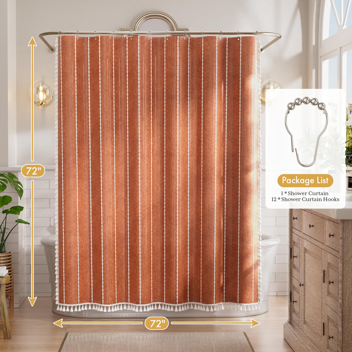 Bathway Farmhouse curtain linen-blend texture highlights durable softness