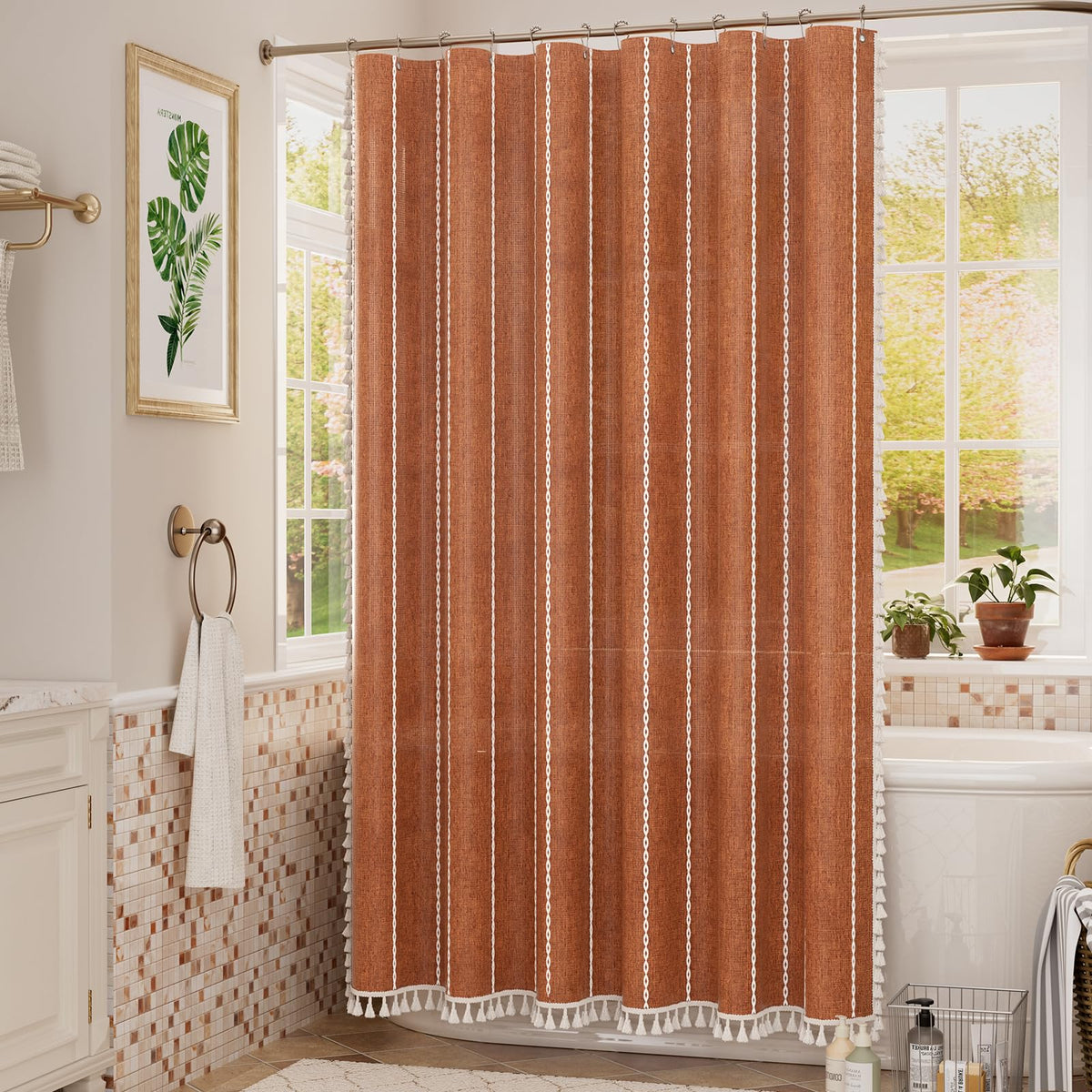 Bathway Farmhouse curtain machine-washable for easy care in cold water