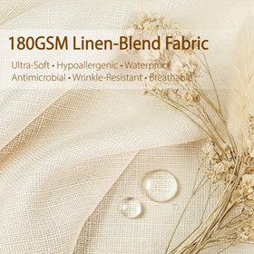 Bathway linen shower curtain cream-fabric-detail complements neutral decor