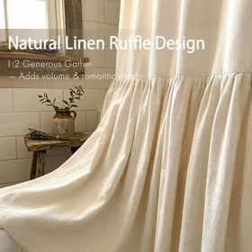 Bathway linen shower curtain natural-texture highlights breathable fabric