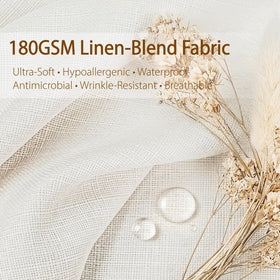 Bathway Linen Shower Curtain texture closeup highlights natural weave for a relaxed look.