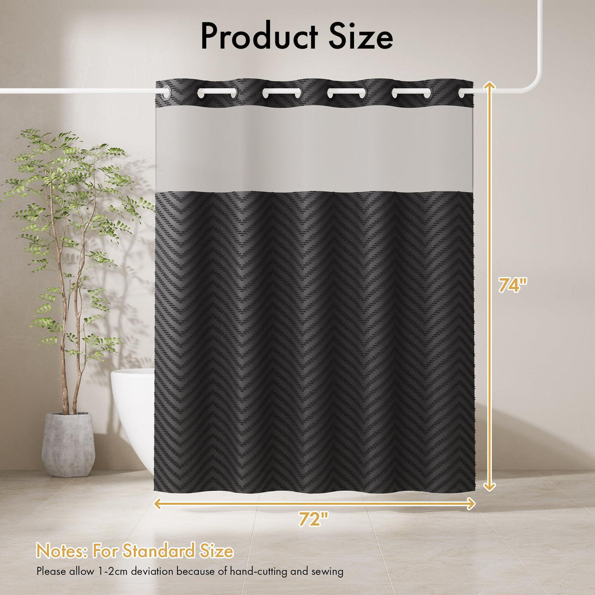 Bathway machine-washable curtain for easy, low-maintenance care.