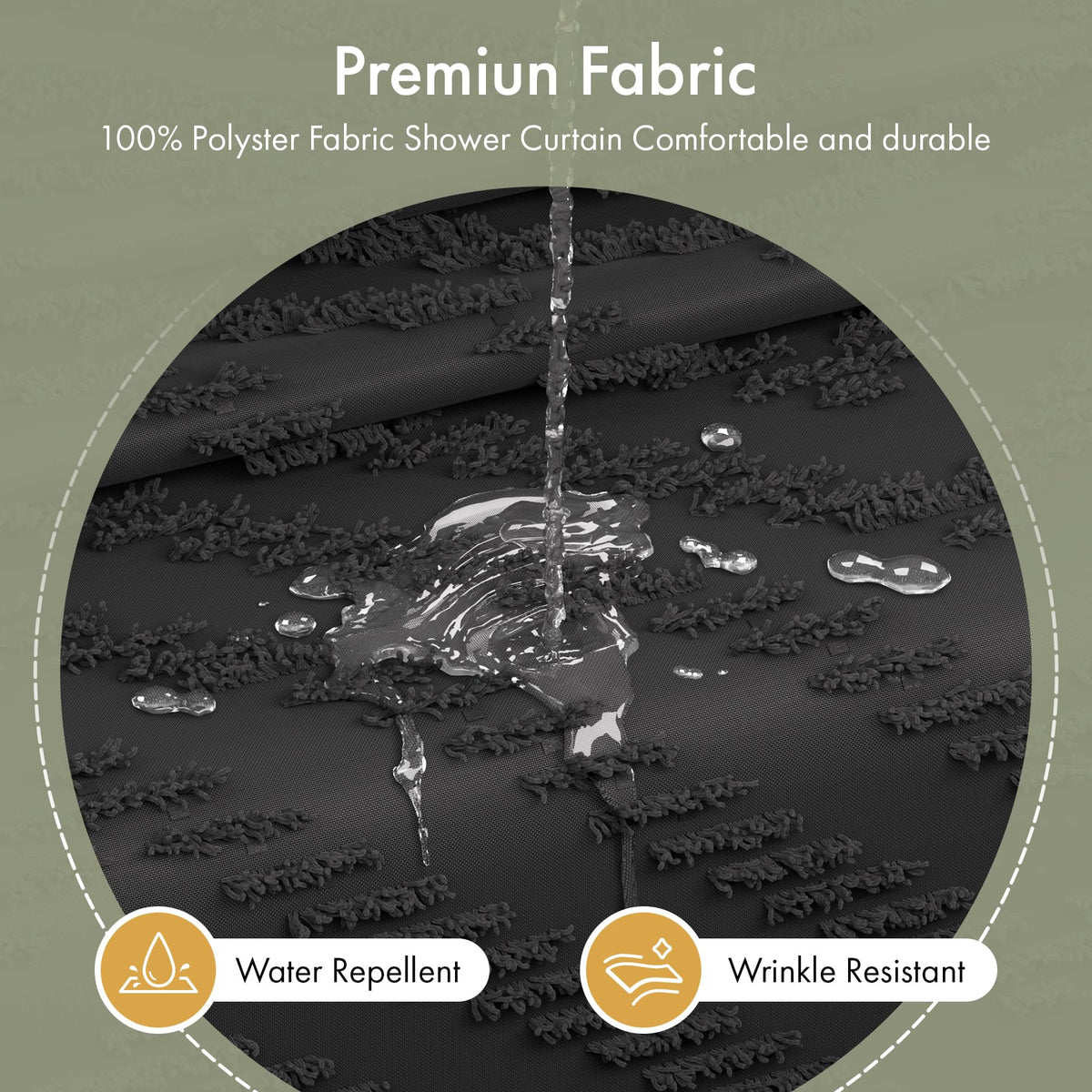 Bathway standard 72x74 curtain with liner provides versatile fit.