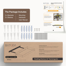 BATODA two-shelf set with brackets and hardware for sturdy display